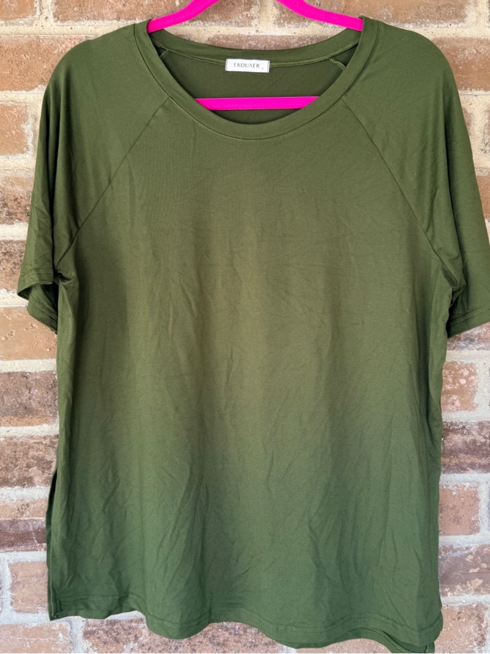 Ekouaer Olive Green Short Sleeve Crewneck Two Piece Set
